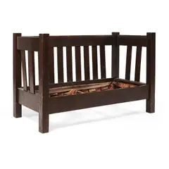 Arts and Crafts Oak Settle, early 20th century, unmarked, ht. 38 1/2 in.(ht. 98 cm.), wd. 62 in. (wd. 157.5 cm.), dp. 27 3/4 in.(dp.70 cm.).