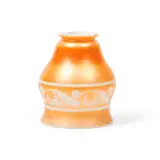 Orange-gold on Calcite Glass Shade by Alexander Joseph von Steuben, Corning, New York, early 20th century, decorated with acid-etched register of oak leaves, fleur-de-lis mark, ht, sold Jan 2023