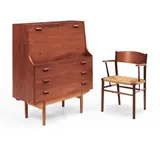 for Søborg Møbelfabrik Fall-front Desk and an Armchair by Børge Mogensen, sold Jan 2023