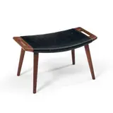 "Papa Bear" Ottoman by Hans J. Wegner, 1950, teak and leather, offered Jan 2023