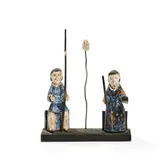 Holy Trinity Santo, early 20th century, painted carved wood and metal, unmarked, ht. 11, wd. 8 3/4 in.