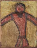 William J. Pimental Figural Painting, late 20th century, paint and graphite on paper, artist's signature, sheet size 27 3/4 x 21 1/2 in., framed.