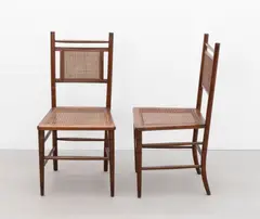 Pair of cane chairs by Edward William Godwin, circa 1867-1885, Stained beech, cane, sold Feb 2023