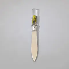 Georg Adam Scheid, Viennese mistletoe paperknife, circa 1900, Silver, enamel, glass