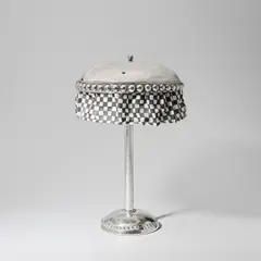 In the Austrian style, Table lamp, 20th century, Plated brass and steel, the domed shade, stem and base with hammered finish