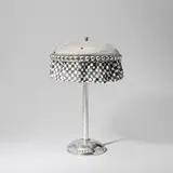 In the Austrian style, Table lamp, 20th century, Plated brass and steel, the domed shade, stem and base with hammered finish