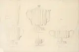 Josef Hoffmann, Design drawing for a coffee service, early 20th century, Framed and glazed