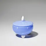 Dagobert Peche: Made by Loetz, Bowl with cover, circa 1915, Opalescent lavender glass cased in clear glass