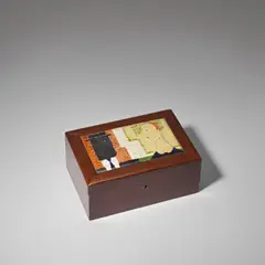Max Snischek, for Wiener Werkstätte, circa 1928, Wooden box with inset enamel plaque, circa 1928