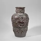 Bertram Bernhard, Large vase, circa 1925, Ceramic, cast in high relief with putti, birds, horses and foliage
