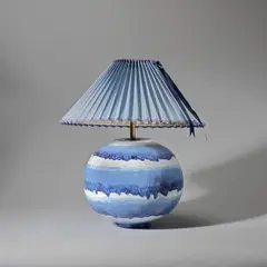 Marcell Goldscheider, Table lamp, circa 1930, Glazed earthenware, fabric shade