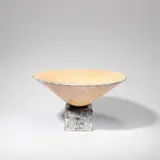 Marcel Guillard and Willy Wuilleumier, Bowl on stand/centrepiece, circa 1930, Stoneware, flared form with craquelure and "grey stone" effect glazes