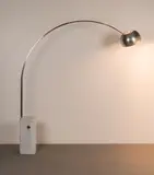 'Arco' floor lamp, designed 1962 by Pier Giacomo and Achille Castiglioni, Aluminium, stainless steel, Carrara marble, sold Feb 2023