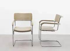 Mart Stam, Untitled, Chromium-plated tubular steel, vinyl-covered plywood