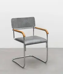 Mart Stam, Untitled, Chromium-plated tubular steel, beech, vinyl-covered plywood