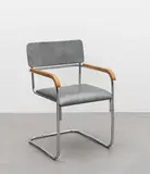 Mart Stam, Untitled, Chromium-plated tubular steel, beech, vinyl-covered plywood