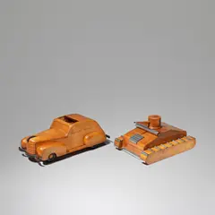 Two cigarette boxes by Art Déco, circa 1930, and a tank, with chromed metal details and single hinged compartment, offered Feb 2023