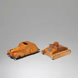Art Déco, Two cigarette boxes, circa 1930, and a tank, with chromed metal details and single hinged compartment