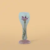 Daum, Petit vase sur piédouche à décor de fleurs, A signed small vase on pedestal adorned with flowers in glass and polychrome enamel by Daum circa 1905