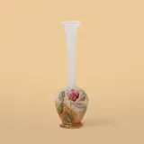 Daum, Petit vase soliflore à décor de vrilles, feuilles et fleurs de pois de senteur, A signed soliflore vase adorned with sweat pea flowers, leaves and tendrils in glass, polychrome enamel and gilt by Daum circa 1905