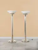 Jean Perzel, Paire de lampadaires mod. "32", A pair of '32' floor lamps in nickel-plated brass by Jean Perzel designed in 1929 and edited by Ateliers Jean Perzel