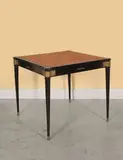 Marc Du Plantier, Table de bridge, commande spéciale, Bois peint, bronze doré et cuir