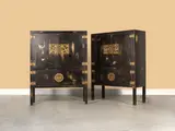 Marc Du Plantier, Deux cabinets, commande spéciale, Bois laqué et bronze doré