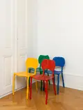 Maarten Baas, Ensemble de quatre chaises de la série "Clay", A set of four signed chairs, from the 'Clay' series, in industrial clay and lacquered metal by Maarten Baas in 2017