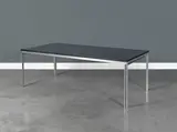 Table mod. "PK 55" by Poul Kjaerholm, A 'PK 55' dining table in painted wood and chrome-plated steel by Poul Kjaerholm designed in 1957 and edited by Fritz Ha, sold Nov 2023