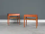 Severin Hansen, Paire de chevets, A pair of night stands in teak and caning by Severin Hansen designed in 1955 and edited by Illums Bolighus