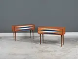 Niels Clausen, Paire de chevets, A pair of bedside tables in partially painted  teak by Niels Clausen designed circa 1960 and edited by NC Möbler