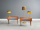 Kai Ruokonen, Paire de lampes de table, A pair of table lamps in brass and painted metal by Kai Ruokonen and edited by Lynx circa 1970