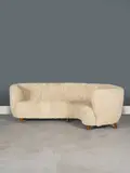 Travail Danois, Canapé, A Danish sofa in wood and curly wool circa 1930-1940