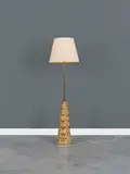 Rigmor Nielsen, Lampadaire, A floor lamp in glazed ceramic, brass, fabric and plastic by Rigmor Nielsen designed circa 1960 and edited by Søholm