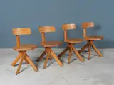 Pierre Chapo, Suite de quatre chaises mod. S34 dites "faisceaux"
