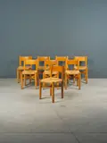 Charlotte Perriand, Importante suite de huit chaises "Meribel"