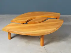 Pierre Chapo, Table basse mod. T22C dite "Oeil", T22 "Oeil" in solid elm wood by Pierre Chapo designed in 1972, realized by Atelier Pierre Chapo