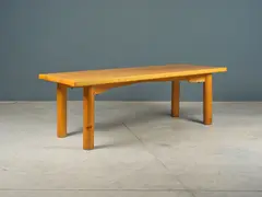 Rene Martin Dit "Ciseaux", Importante table de salle à manger, An important dining table in solid pine wood by René Martin dit "Ciseaux" circa 1960, from the Blanche family