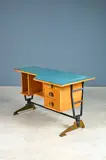 La Permanente Mobili Cantu, Bureau, A stamped desk in brass, metal, wood and formica by La Permanente Mobili Cantù circa 1950