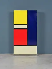 Koni Ochsner, Cabinet "Mondrian Wardrobe 1", An inscribed and numbered "Mondrian wardrobe 1" in steel and lacquered wood by Koni Ochsner for Kollektion Röthlisberger of 1977