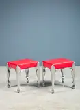 Pucci De Rossi, Deux tabourets "Commandes spéciales", A pair of "special commissioned" stools in aluminum, wood and leather by Pucci de Rossi designed in 2004