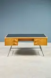 Günter Eberle, Important bureau, An important desk in metal, ash and black laminate by Günter Eberle for Thonet designed in 1957