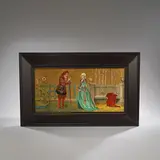 'The lean and slipper'd pantaloon', sixth panel from a series the 'Seven Ages of Man', panel 1872, painted 1873 by Henry Stacy Marks For Mintons Art-Pottery Studio Kensington Gore, Ceramic panel, decorated over glaze in colours with figures in medieval dress, on a glazed and gilt ground, sold Dec 2023