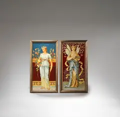 Two figural tile panels by Minton Hollins, circa 1890, sold Dec 2023