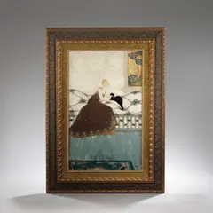 Léon-Victor Solon, 'The Black Cat', circa 1899, Ceramic panel, painted, tube-line decorated