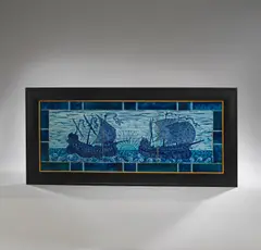 'Galleon' tile panel by William De Morgan, circa 1890, sold Dec 2023
