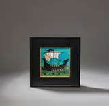 'Galley with flying fish' tile by William De Morgan, circa 1890, Ceramic, decorated in blue, black, green, and yellow with a dragon-head galley with five rowers and a man at the tiller, sold Dec 2023