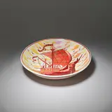 Galleon dish by William De Morgan, circa 1890, Earthenware, ruby and gold lustre glaze, sold Dec 2023