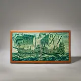 William De Morgan, 'Fighting ships' tile panel