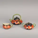 William Moorcroft, 'Pomegranate' three-piece tea service, circa 1915, Glazed earthenware